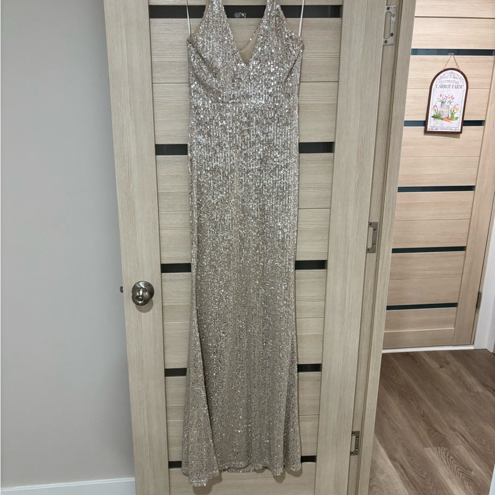 Sparkling Silver Sequin Gown